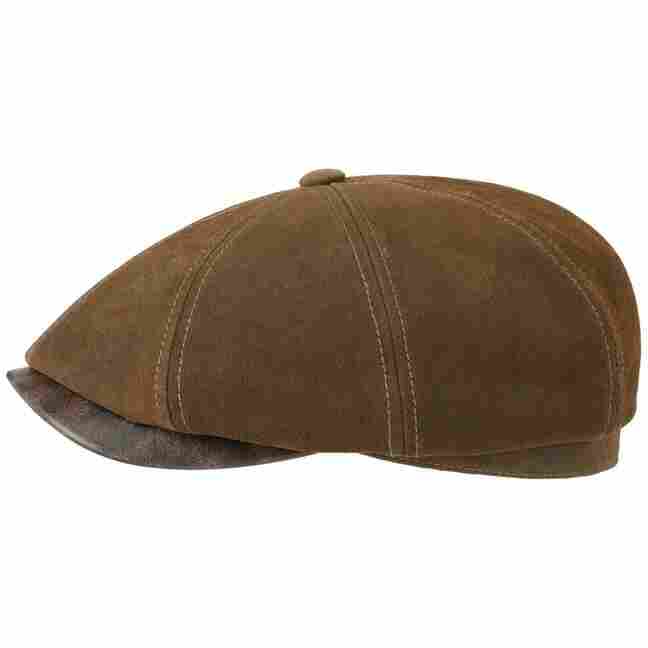 stetson leather flat cap