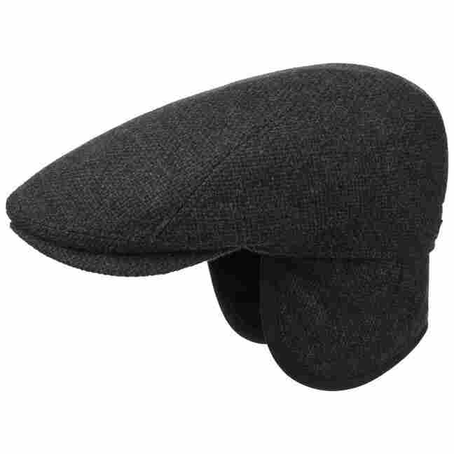 John Wool Flat Cap with Ear Flaps by 